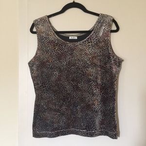 Neiman Marcus Cheeta Velvet Tank Top